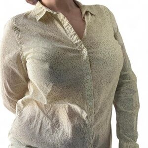 Old Navy Light Yellow Micro Floral Button-Down Shirt